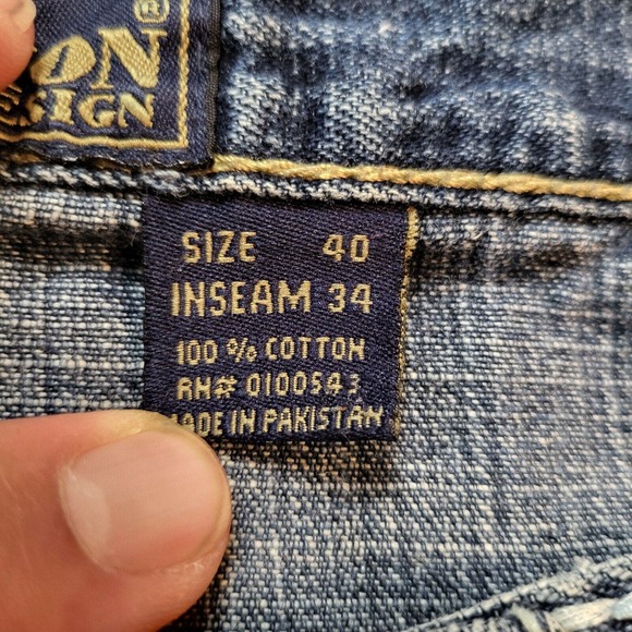 Evolution In Design Men's Jeans Size 40 Blue Distressed Baggy Denim 37x32 - Picture 3 of 11